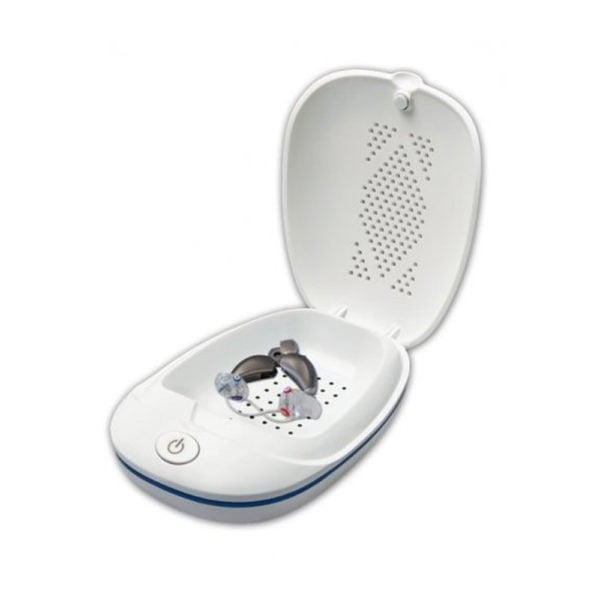 Hearing aid portable dryer opened up