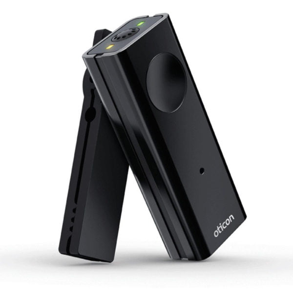 Oticon connect line microphone on white background