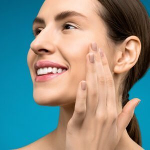 Smiling woman with pearly white teeth